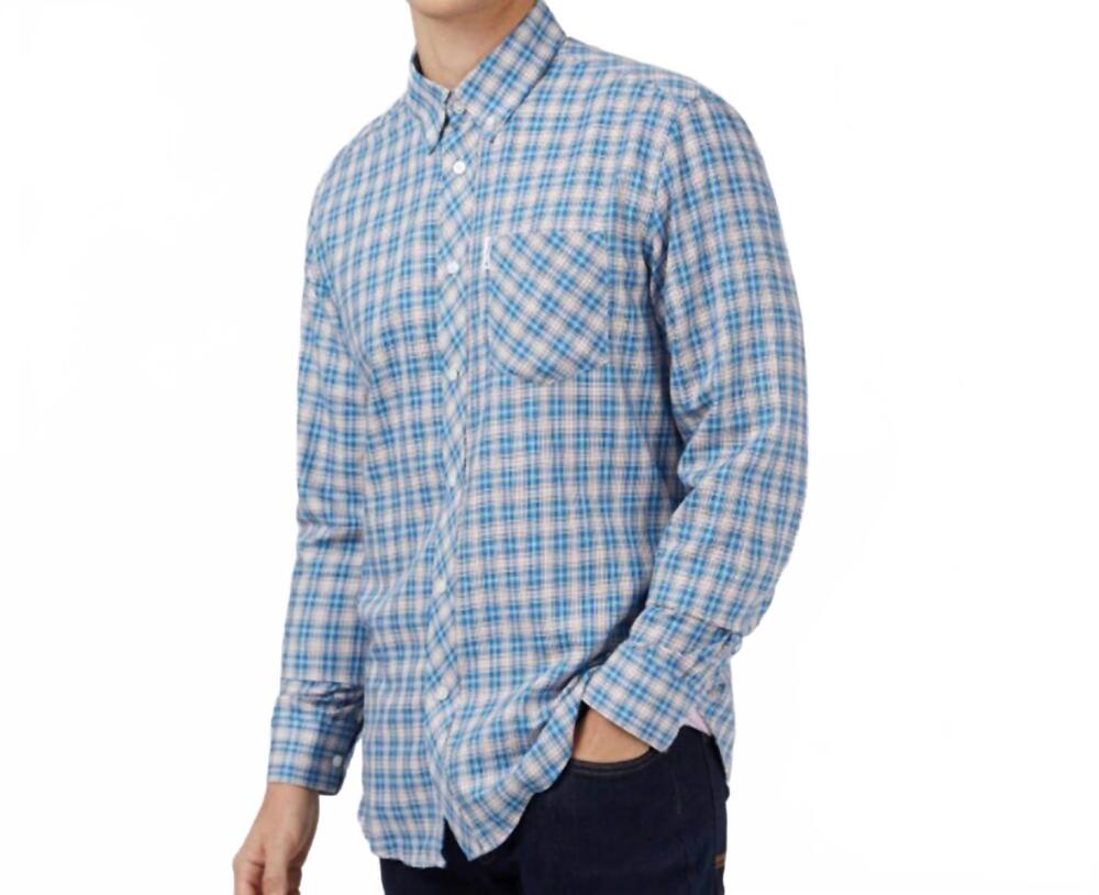 NEW BEN SHERMAN house tartan long sleeve shirt in blue